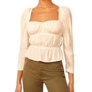 Reformation Cream Long Sleeve Blouse
